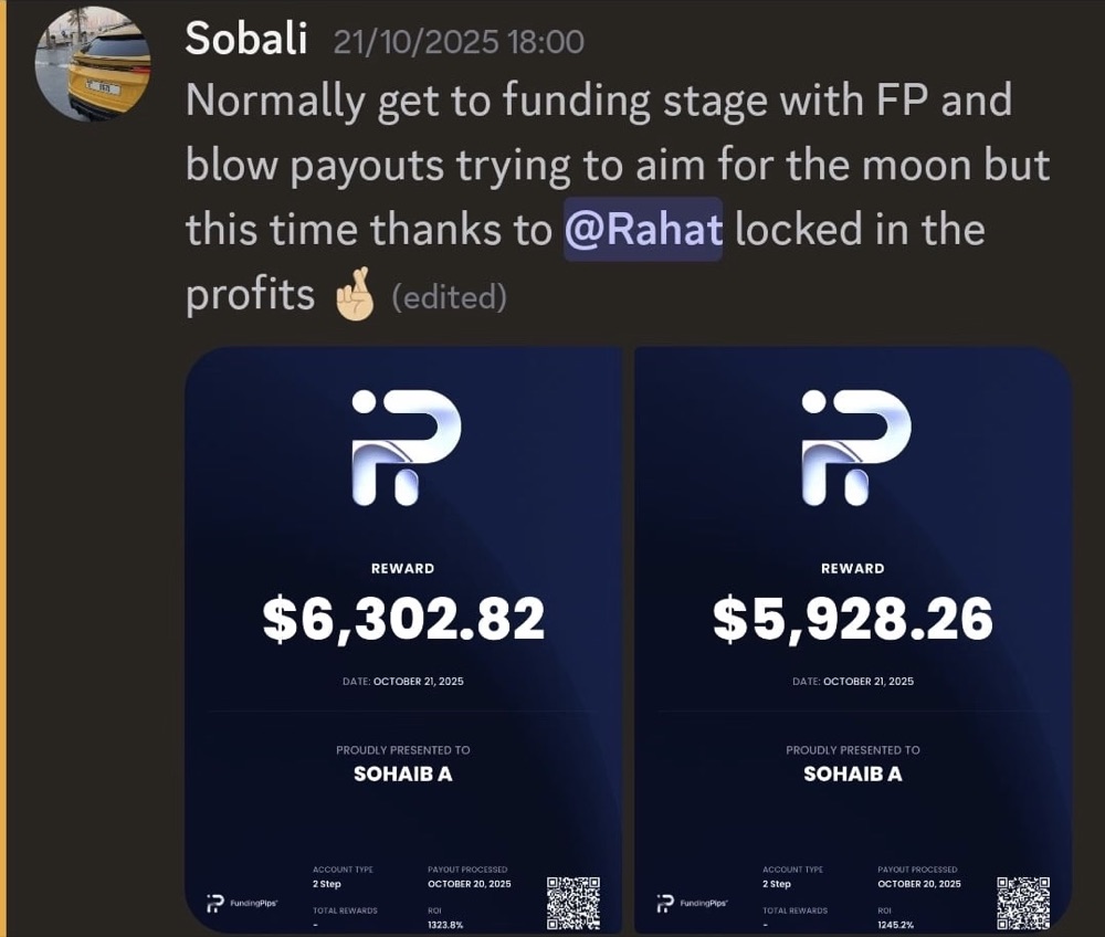 Two FundingPips certificates for Sohaib showing $6,302.82 and $5,928.26